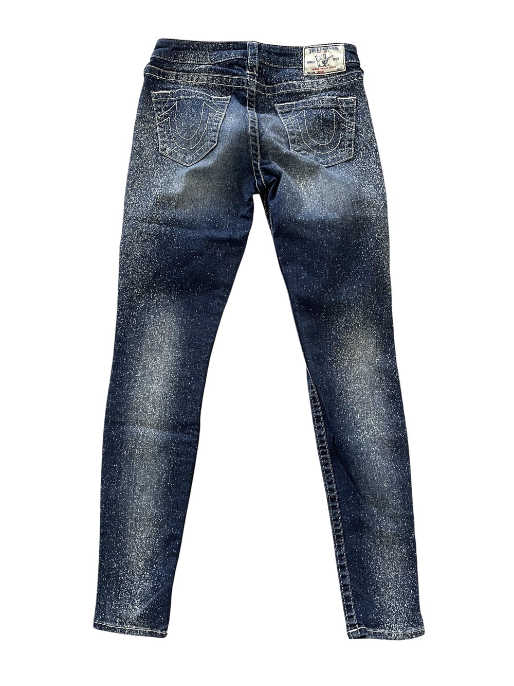 True Religion Jeans Womens 27 Blue Acid Wash Jegging Skinny Stretch Logo Pockets